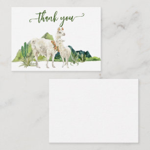 Carte De Correspondance Merci Llama Alpaca Baby shower Aquarelle