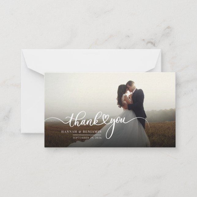 Carte De Correspondance Merci Mariage de script à la main (Devant)