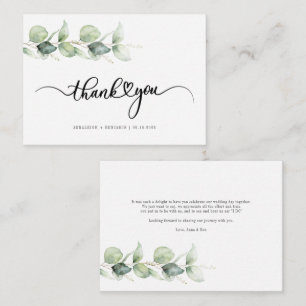 Carte De Correspondance Merci Mariage Eucalyptus Lettré Budget