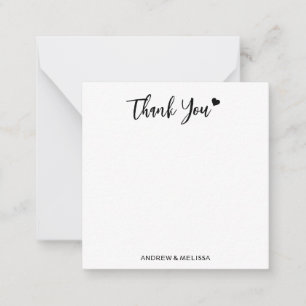 Carte De Correspondance Merci Mariage minimaliste jeunes mariés couple