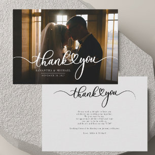 Carte De Correspondance Merci Mariage moderne à lettres mains