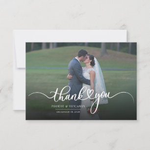 Carte De Correspondance Merci Mariage photo à la main moderne