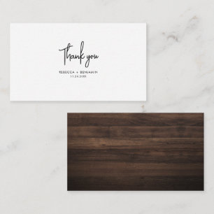 Carte De Correspondance Merci Mariage rustique à la main en bois