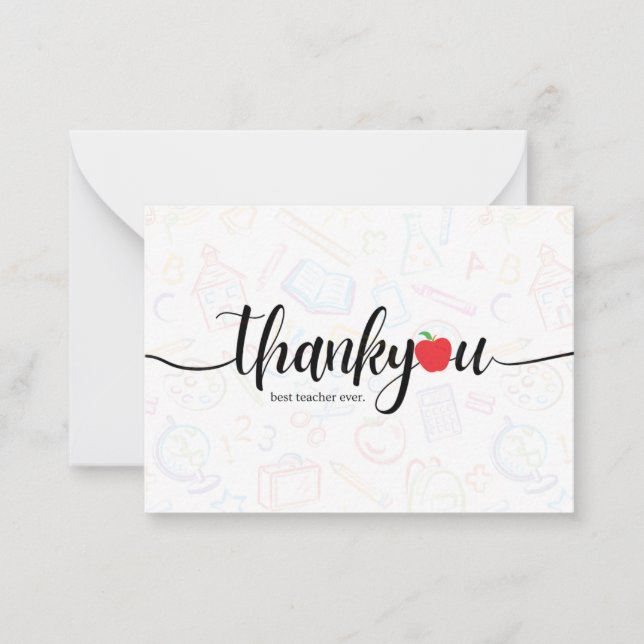 Carte De Correspondance Merci meilleur enseignant jamais (Devant)