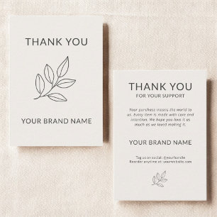 Carte De Correspondance Merci minimaliste des petites entreprises botaniqu
