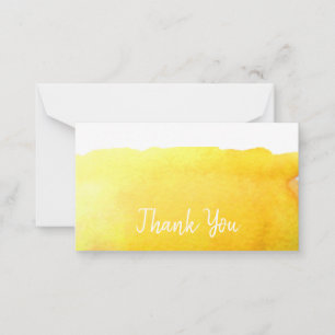 Carte De Correspondance Merci moderne aquarelle jaune simple art
