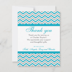 Carte De Correspondance MERCI PERSONNALISÉ REMARQUE chevron sucré aqua gri