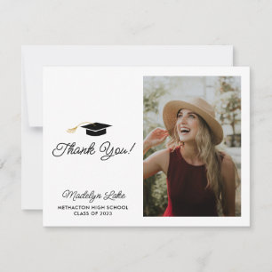 Carte De Correspondance Merci photo de graduation horizontale moderne