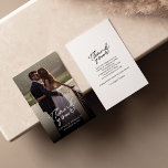 Carte De Correspondance Merci photo de la journée de mariage à la main mod<br><div class="desc">Une façon géniale et réfléchie de remercier vos amis,  votre famille et vos collègues qui vous ont honoré de leur présence le jour de votre mariage avec une photo minimaliste moderne cartes de remerciement avec script écrit "merci" et un coeur d'amour.</div>
