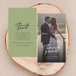 Carte De Correspondance Merci photo de la journée de mariage à la main mod<br><div class="desc">Une façon géniale et réfléchie de remercier vos amis,  votre famille et vos collègues qui sont venus pour soutenir et applaudir le jour de votre mariage avec une photo minimaliste moderne cartes de remerciement avec script écrit main "merci" et un coeur d'amour.</div>
