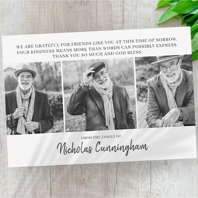 Carte De Correspondance Merci photo et message personnalisé Memorial Trois (Créateur téléchargé)