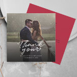 Carte De Correspondance Merci photo Mariage à lettres main moderne<br><div class="desc">Une façon géniale et réfléchie de remercier vos amis,  votre famille et vos collègues qui sont venus pour vous soutenir et vous encourager le jour de votre mariage avec cette photo moderne carte de remerciement avec script écrit "merci" et un coeur d'amour.</div>