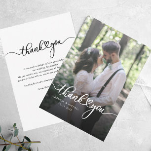Carte De Correspondance Merci photo minimaliste Mariage à la main