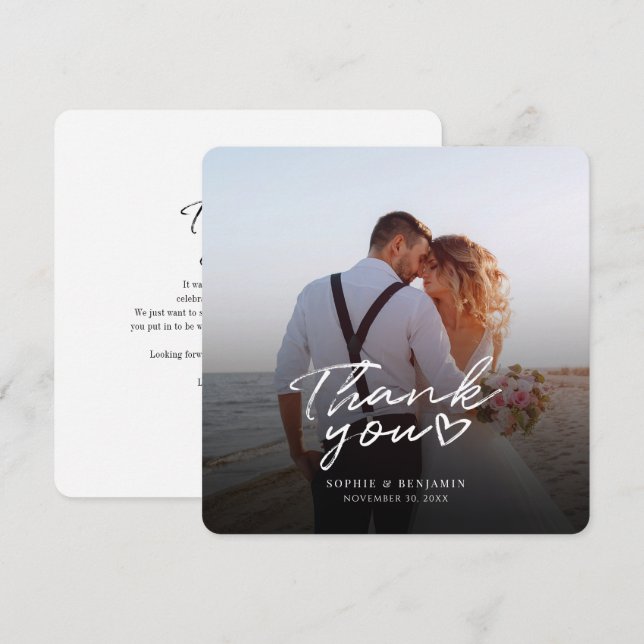 Carte De Correspondance Merci photo moderne chic à la main (Devant / Derrière)