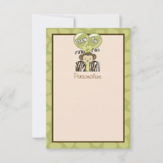 Carte De Correspondance Merci plat Baby shower singe CA 3,5 po x 5 po
