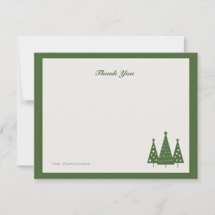 Carte De Correspondance Merci plat du trio d'arbre de Noël