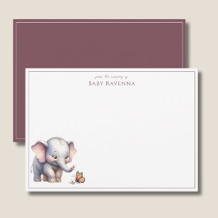 Carte De Correspondance Merci pour la jolie nurserie éléphant bébé à l'aqu