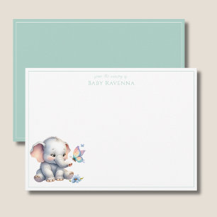 Carte De Correspondance Merci pour la jolie nurserie éléphanteau à l'aquar