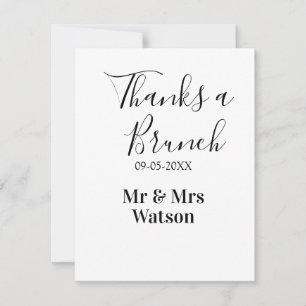 Carte De Correspondance Merci pour un brunch simple nom date après mariage