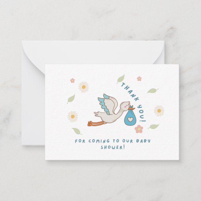 Carte De Correspondance Merci pour venir à notre Baby shower (Devant)