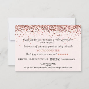 Carte De Correspondance merci pour votre achat de script moderne coeur