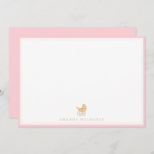 Carte De Correspondance Merci rose Baby shower plat