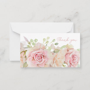Carte De Correspondance Merci Rose rose Aquarelle