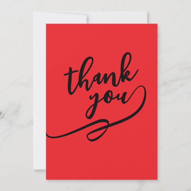 Carte De Correspondance Merci Rouge Écarlate Classique Unique Simple (Devant)