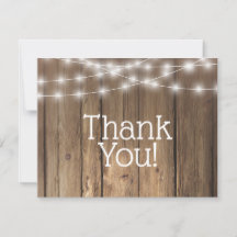 Merci Rustic Bois Chaîne Lumières Baby Note Card