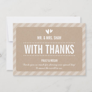 Carte De Correspondance MERCI SIMPLE VOUS REMARQUEZ un kraft blanc de type
