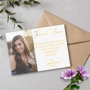 Carte De Correspondance merci sweet 16 anniversaire photo or