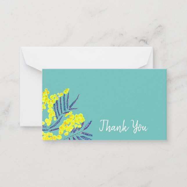 Carte De Correspondance Merci Wattle jaune Mimosa (Devant)