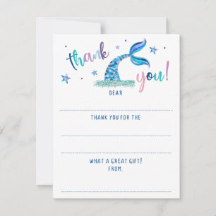 Carte De Correspondance Mermaid Fill In The Blank Glitter Merci