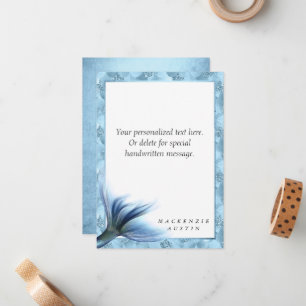 Carte De Correspondance Mermaid Glam Tail Dusty Ice Blue Luster Custom