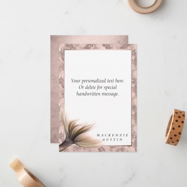 Carte De Correspondance Mermaid Posh Tail | Dusty Terracotta Peach Custom (Devant/Arrière en situation)