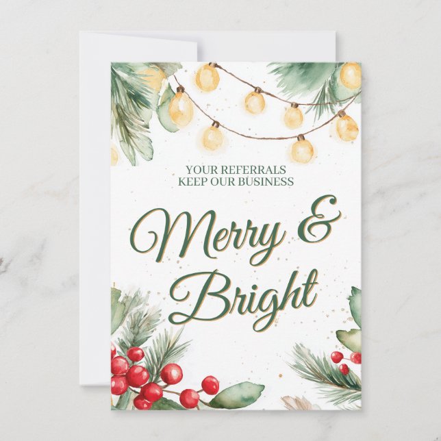 Carte De Correspondance Merry and Bright Business Referral Christmas (Devant)