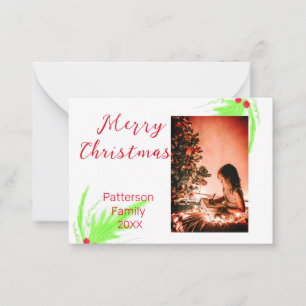 Carte De Correspondance Merry Bright Christmas ajouter nom de famille bien