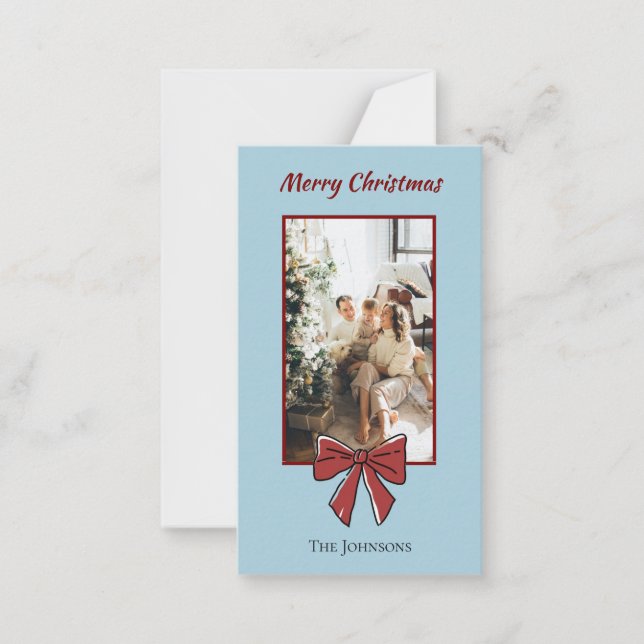Carte De Correspondance Merry Christmas Personalized Note Card | Red Bow (Devant)