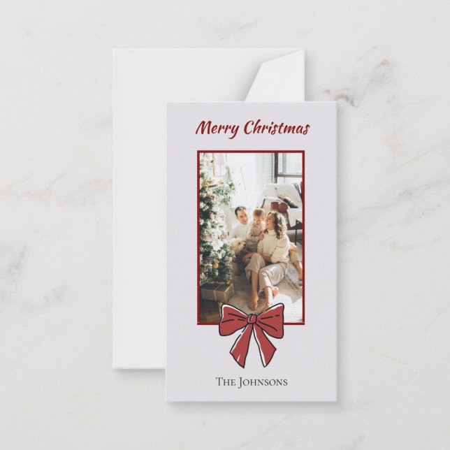 Carte De Correspondance Merry Christmas Personalized Note Card | Red Bow (Devant)