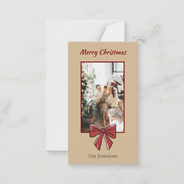 Carte De Correspondance Merry Christmas Personalized Note Card | Red Bow (Devant)