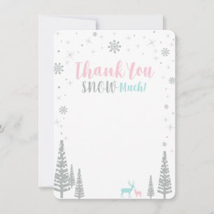 Carte De Correspondance Merveilleux hiver rose, bleu et argenté Merci