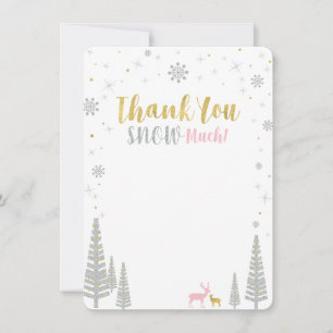 Carte De Correspondance Merveilleux hiver rose, or et argent Merci