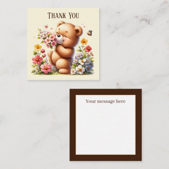 Carte De Correspondance Message d'ajout de Merci mignon (Devant / Derrière)