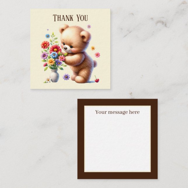 Carte De Correspondance Message d'ajout de Merci mignon (Devant / Derrière)
