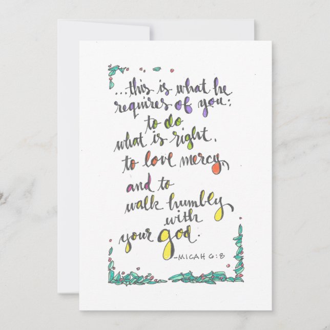 CARTE DE CORRESPONDANCE MICAH 6:8 (Devant)