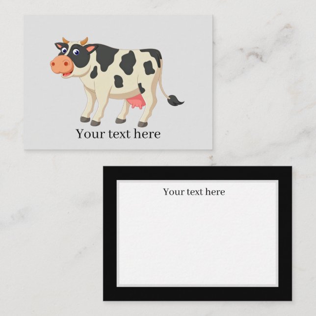 Carte De Correspondance mignon amateur de vache ajouter sentiment Note Car (Devant / Derrière)