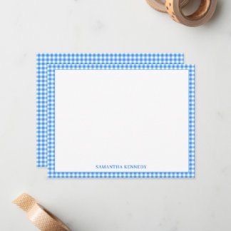 Carte De Correspondance Mignon bleu clair à carreaux personnalisé