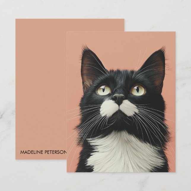 Carte De Correspondance Mignon Chat Noir Amateur de Chats (Devant / Derrière)