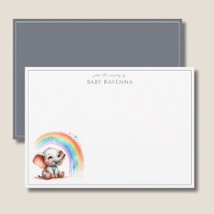 Carte De Correspondance Mignon Éléphant Ardoise Grise Chambre de Bébé Chic