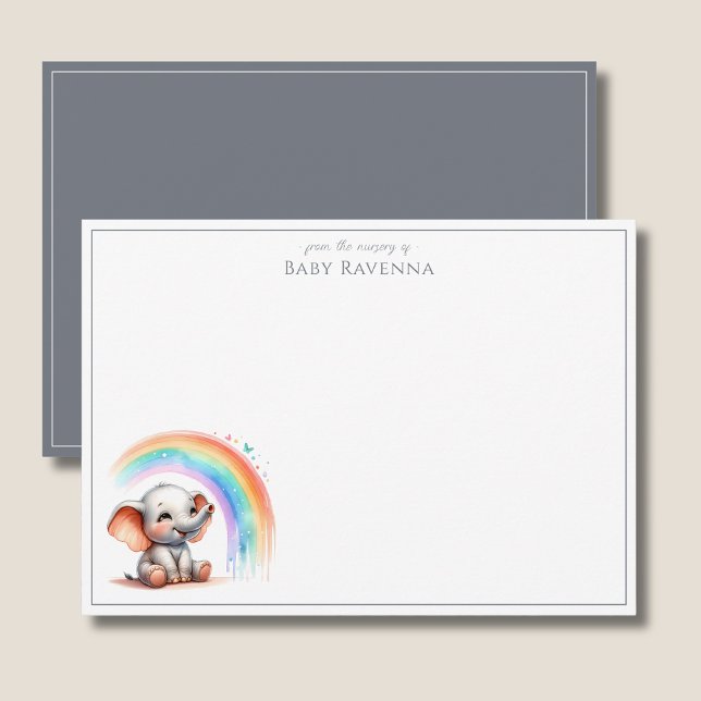 Carte De Correspondance Mignon Éléphant Ardoise Grise Chambre de Bébé Chic (Créateur téléchargé)